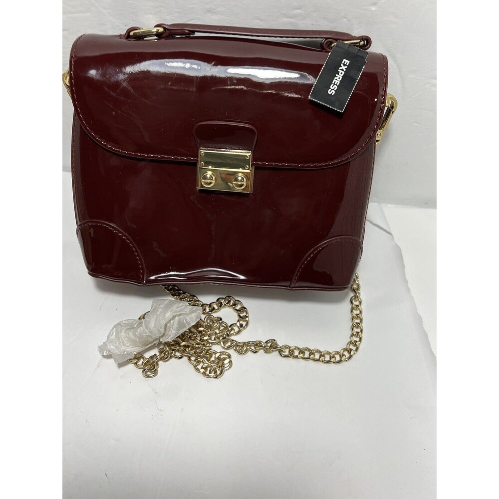 Express Crossbody Bag, Quilted Burgundy w/ Buckle Gold Chain Hardware